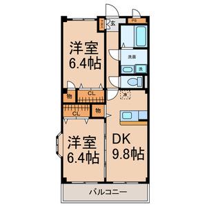 クレセール松岡(2DK/3階)の間取り写真