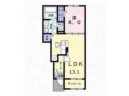 ナチュラル カーサ Ⅰ(1LDK/1階)の間取り写真