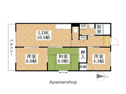 プラネットハウス(3LDK/1階)の間取り写真