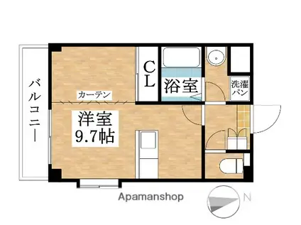 柿の木坂(ワンルーム/1階)の間取り写真