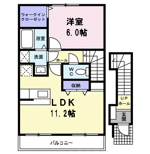 プリムローズ Ⅱ(1LDK/2階)の間取り写真