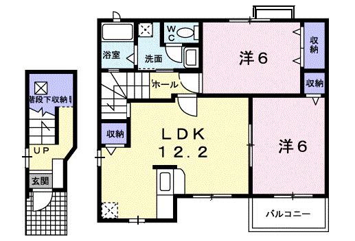 オークフォレスト明和Ⅲ(2LDK/2階)の間取り写真