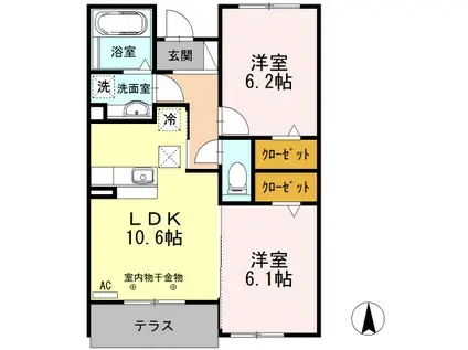 ベルドミール(2LDK/1階)の間取り写真