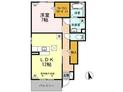 D-ROOM本庄(1LDK/1階)の間取り写真