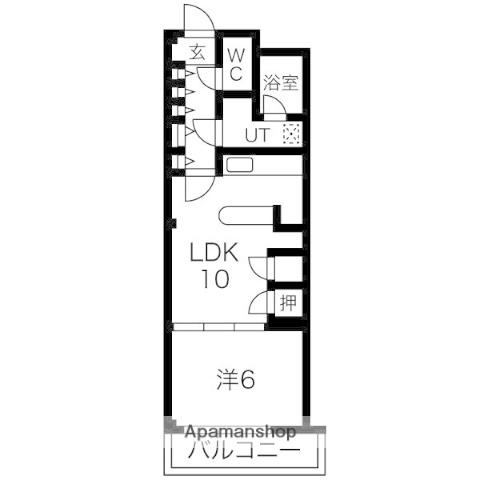 サンシャイン岩倉(1LDK/2階)の間取り写真