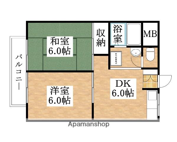 千田レヂデンス(2DK/2階)の間取り写真
