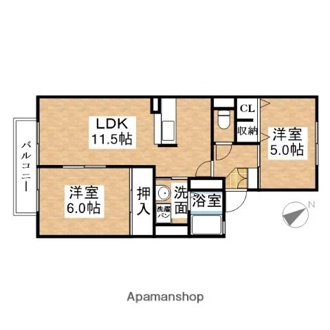 コートビレッジⅡ(2LDK/2階)の間取り写真