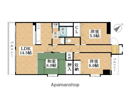 メッツア蔵王(3LDK/7階)の間取り写真