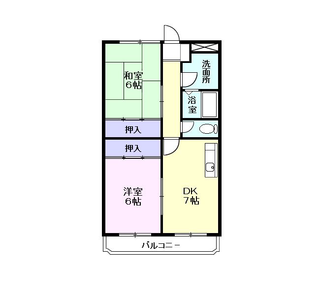 サンライズマンション(2DK/2階)の間取り写真