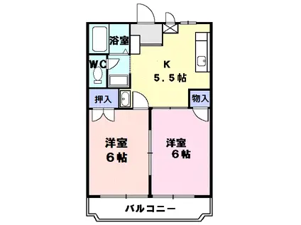 パークサイド・タカクワ(2K/2階)の間取り写真