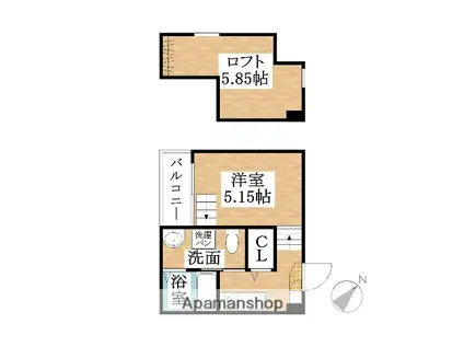 ガンマ大野木(ワンルーム/2階)の間取り写真