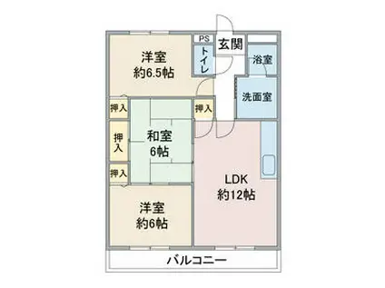 モネ水草(3LDK/3階)の間取り写真