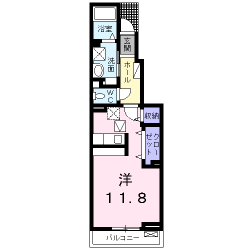 ヴァンベール中味鋺Ⅰ(ワンルーム/1階)の間取り写真