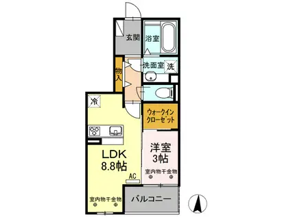 パステル須ヶ口(1LDK/3階)の間取り写真