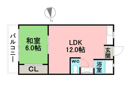 ドルフ江向(1LDK/2階)の間取り写真