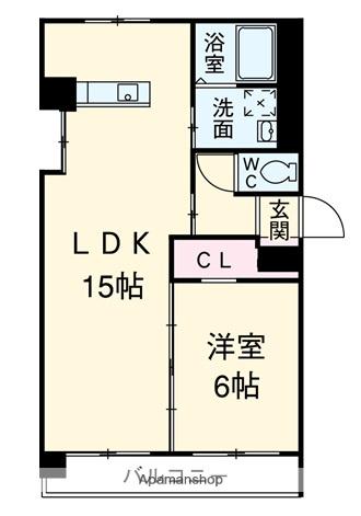 ランドウォーカー(1LDK/6階)の間取り写真