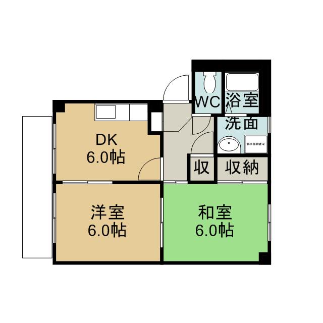 SURPLUSワイズハウスⅡ(2DK/1階)の間取り写真