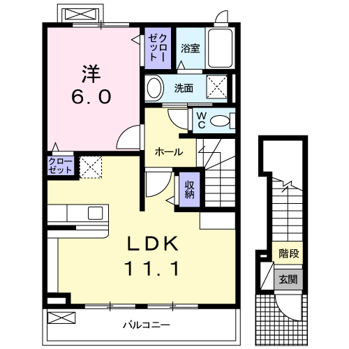 ロルバーン(1LDK/2階)の間取り写真