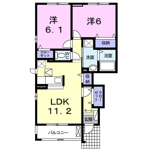 鶴見スクエアⅡ(2LDK/1階)の間取り写真