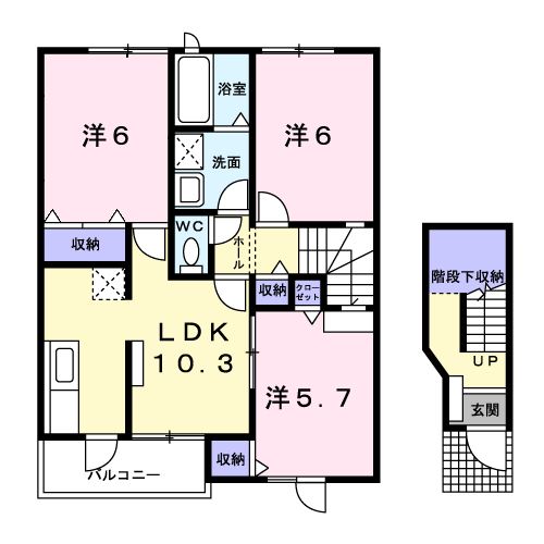 セポージャ徳永Ⅱ番館(3LDK/2階)の間取り写真