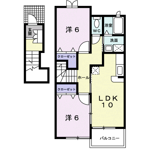 サニーヒル(2LDK/2階)の間取り写真