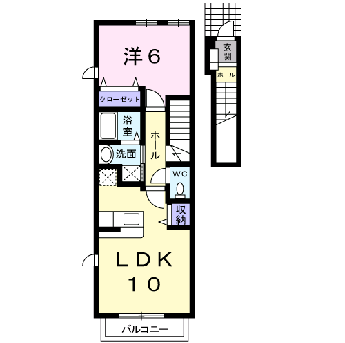 プリマヴェーラⅠ番館(1LDK/2階)の間取り写真