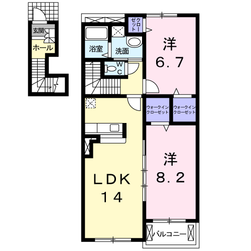 サンリットタウンA(2LDK/2階)の間取り写真