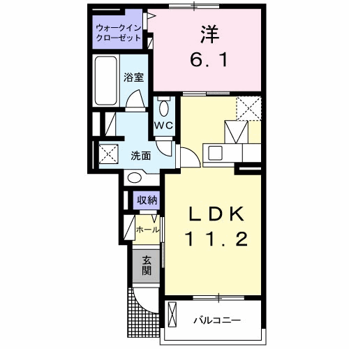 グランデ・フィオーレ(1LDK/1階)の間取り写真