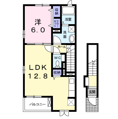 プリムローズ KS(1LDK/2階)の間取り写真