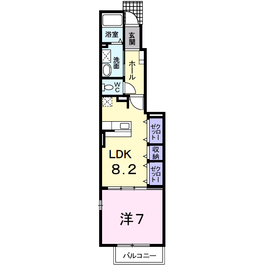 チェルシー(1LDK/1階)の間取り写真