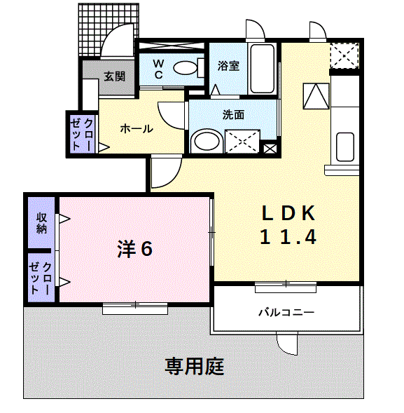 メゾン伏見(1LDK/1階)の間取り写真