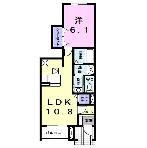 プラージュサントゥールⅡ(1LDK/1階)の間取り写真