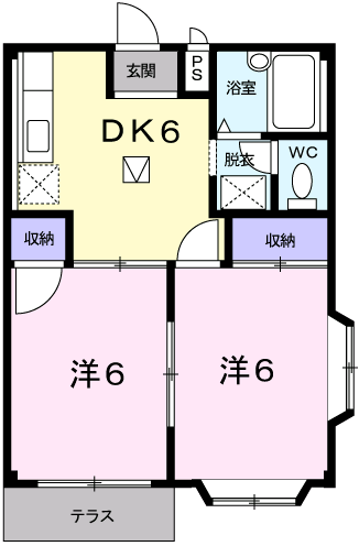 グリーンハイツ雅A(2DK/1階)の間取り写真