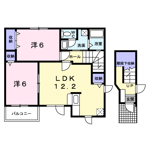 MILKY WAY(2LDK/2階)の間取り写真