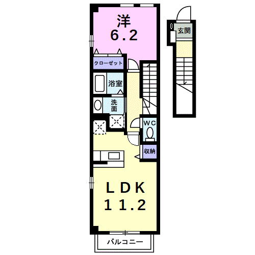 クラーベルⅡ(1LDK/2階)の間取り写真