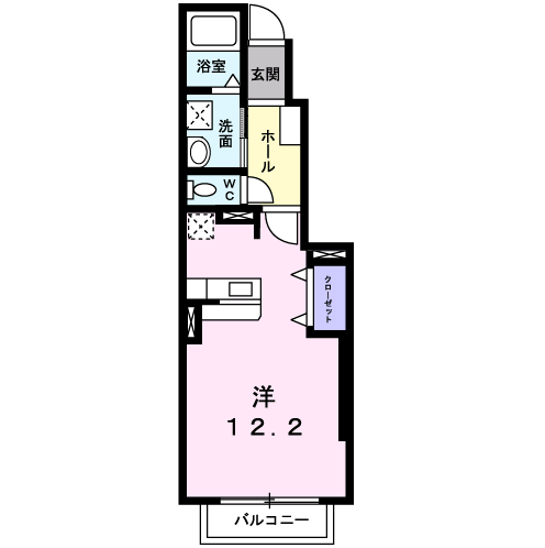 メゾン・アム-ル(ワンルーム/1階)の間取り写真