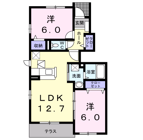 バーミィ Ⅱ(2LDK/1階)の間取り写真