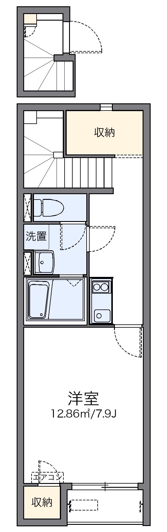 レオネクストKAMIARI(1K/2階)の間取り写真