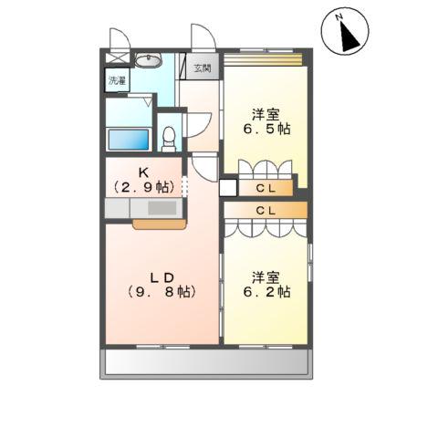 パストラル宮東(2LDK/2階)の間取り写真