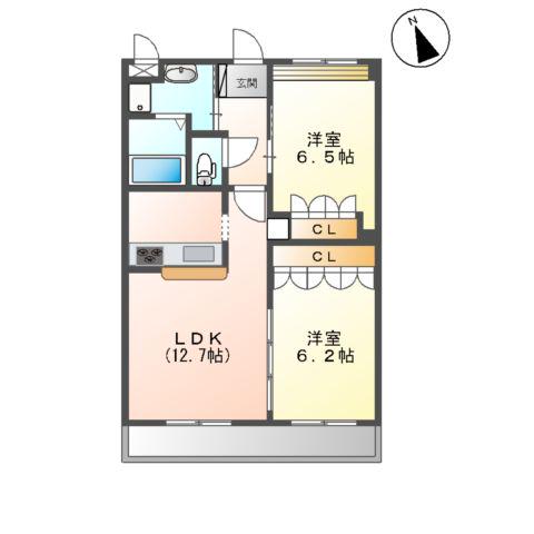パストラル宮東(2LDK/2階)の間取り写真