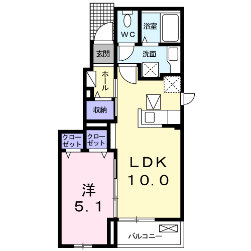 パインガーデンKISARA(1LDK/1階)の間取り写真