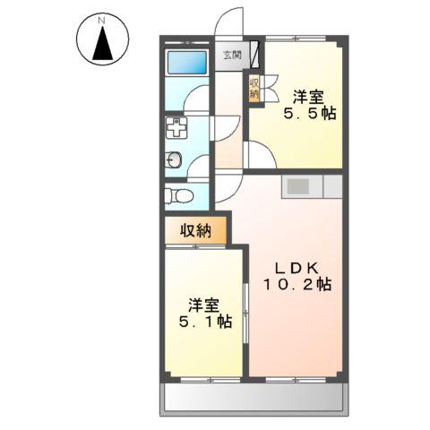 アイリスハイム(2LDK/1階)の間取り写真