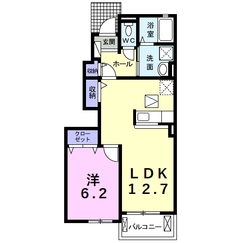 グラシオッソA(1LDK/1階)の間取り写真