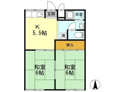 レスト北新川 B(2K/2階)の間取り写真