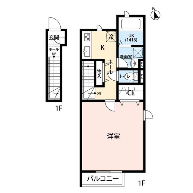  リーブル シルクロード(1K/2階)の間取り写真