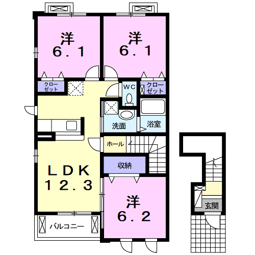 サザンナレッジ(3LDK/2階)の間取り写真