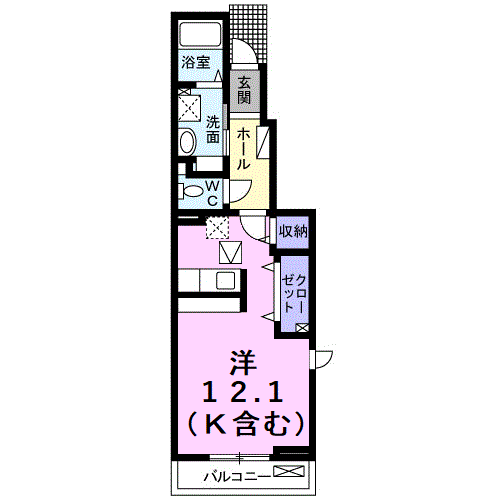 シャトワ宮後(ワンルーム/1階)の間取り写真