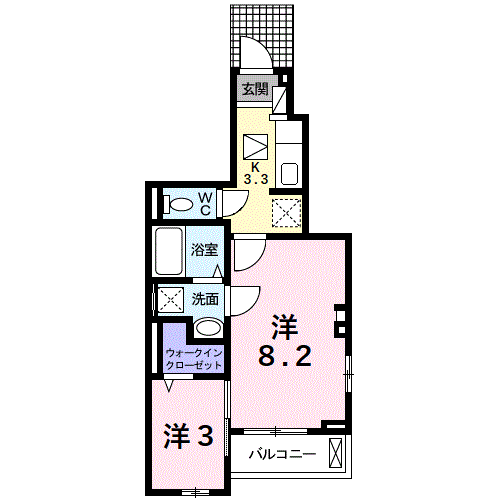 バーシアⅢ番館(2K/1階)の間取り写真