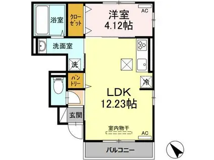 シダーコート彩(1LDK/1階)の間取り写真