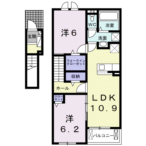 コスモ吉良Ⅲ(2LDK/2階)の間取り写真